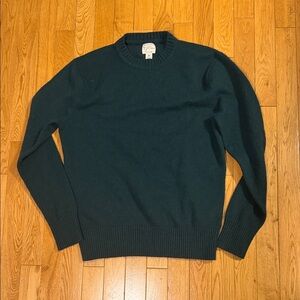 J. Crew Merino Wool Blend Men's Dark Green Crewneck Sweater